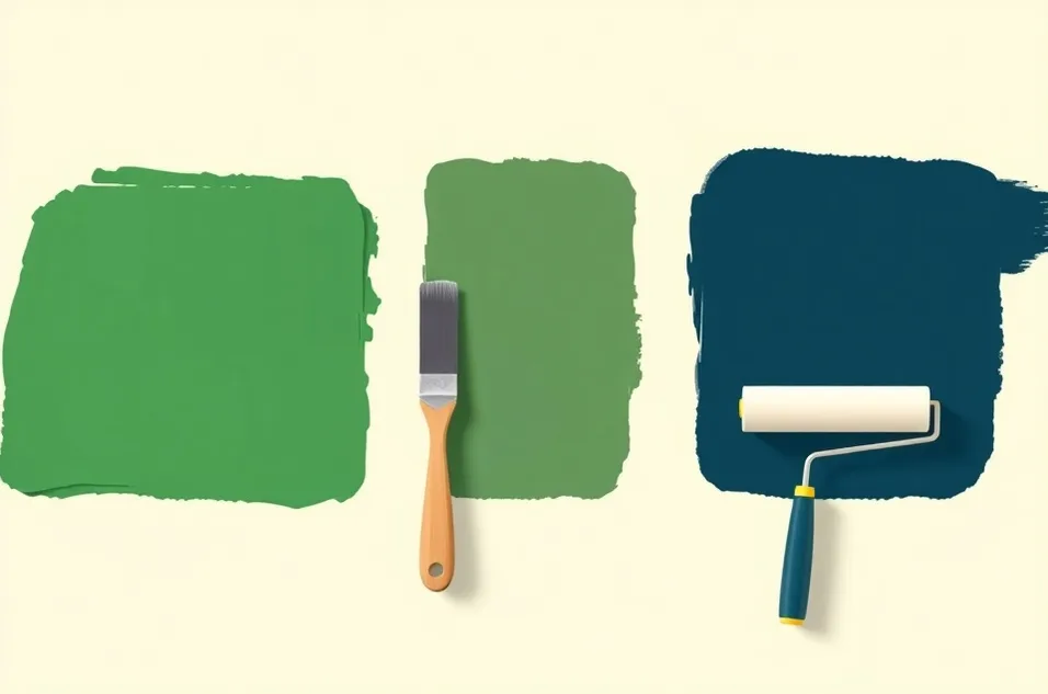 Outils de peinture disposés dans l'ordre des étapes du chantier